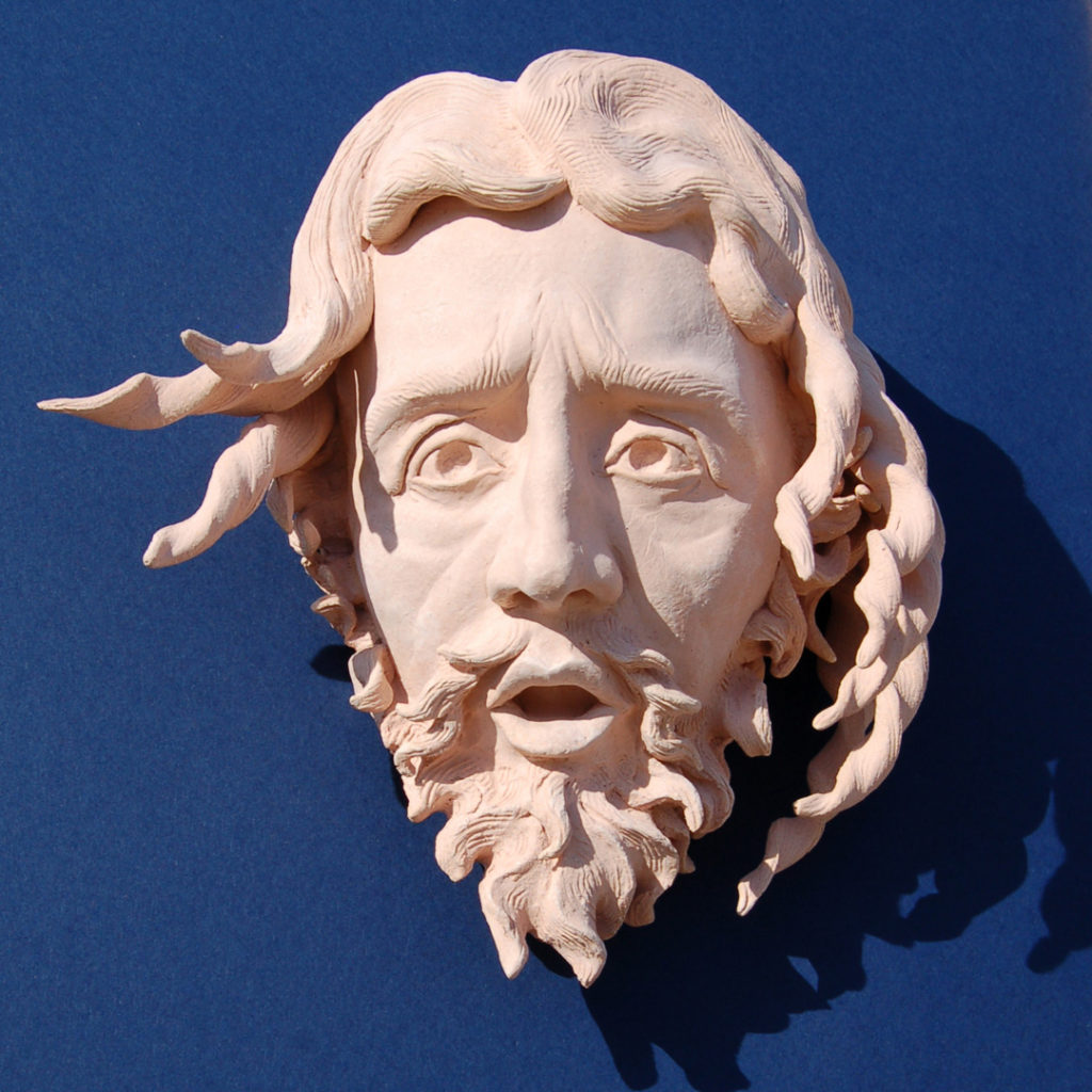 mark, aspinall, sculpture, christ, head, modeled, clay, illusory, statue