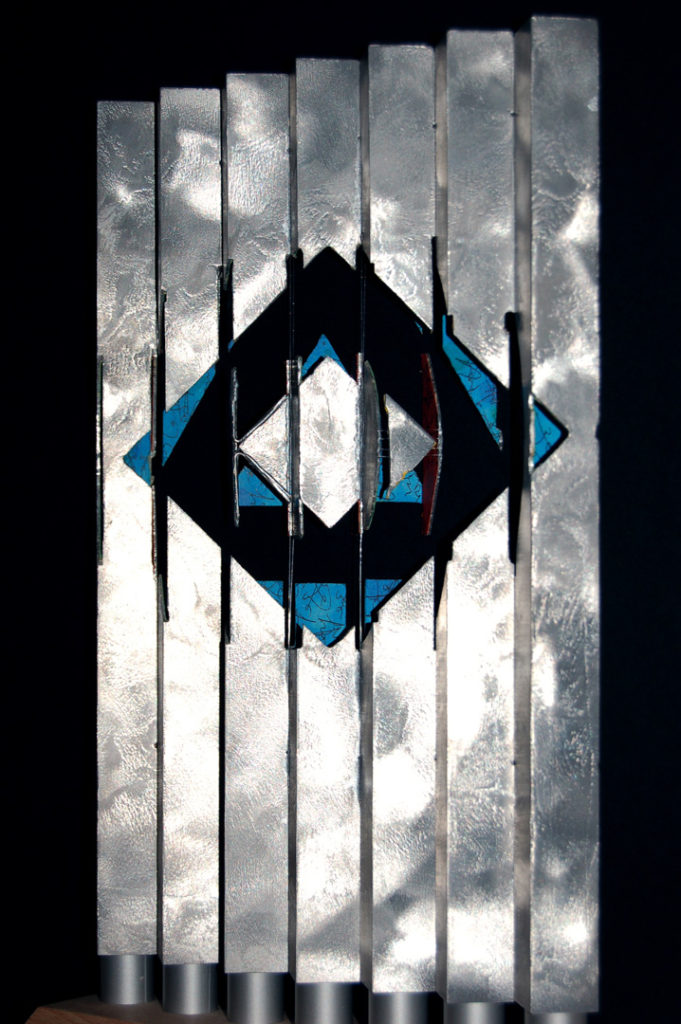 anamorphic, shape shifting, sculpture, aluminium, tube, geometric, abstract, Aspinall, art,