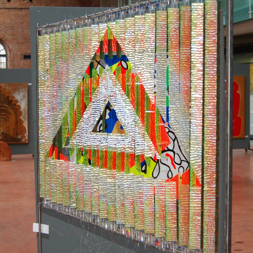 Anamorphic, optical, shape shifting, geometric, chaos, order, gilded, Mark Aspinall, Venice